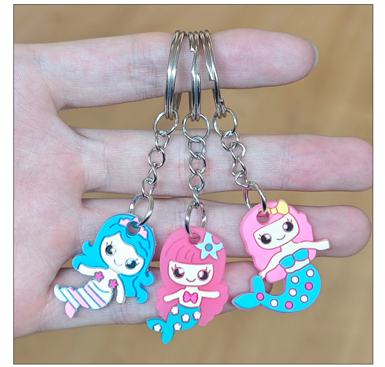 亚马逊PVC软胶钥匙扣广告小礼品美人鱼钥匙扣包包挂件公仔批发详情8