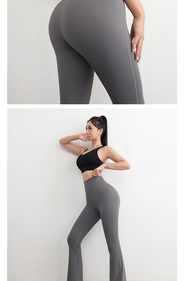 lulu foreign trade high-waisted, hip-lifting flared pants, seamless nude yoga fitness pants for women pic 20