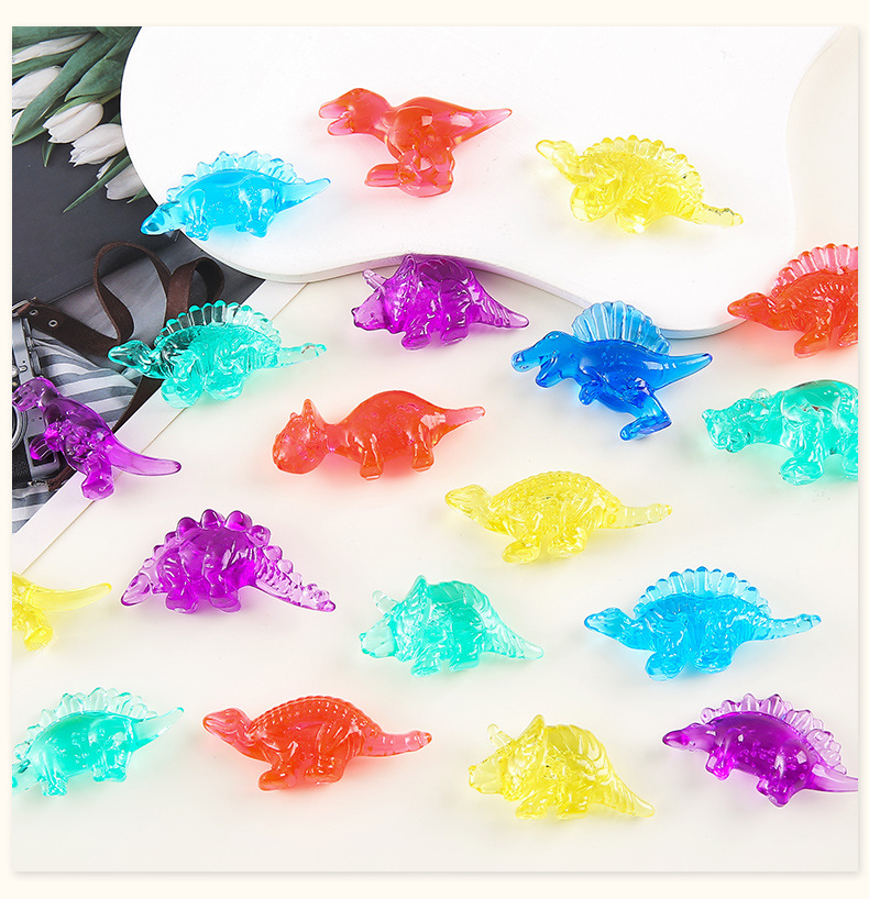 Seven-color crystal little dinosaur, new transparent acrylic gemstone animal toys for kindergarten sharing, wholesale from the manufacturer pic 12