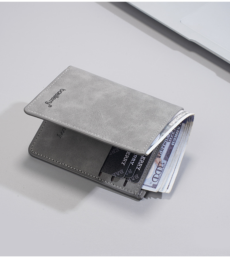 新款男士短款钱包跨境薄款磨砂皮商务两折钱夹高级感学生简约票夹详情19