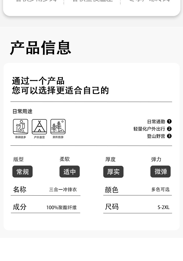 户外冲锋衣男女款三合一可拆卸外套2024新款防风防水登山服详情9