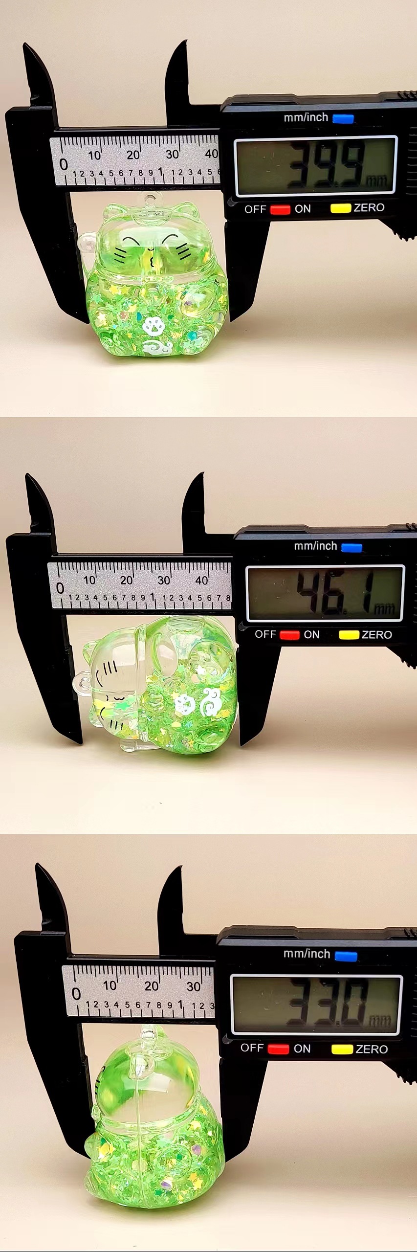 创意亚克力入油流沙瓶夜光泡泡珠招财猫钥匙扣配饰桌面摆件饰品详情3