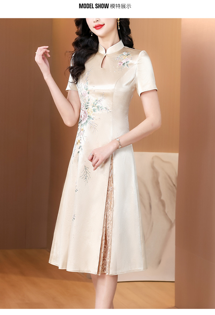 New Chinese-style elegant wedding dress for Grandma Xi, cheongsam dress, 2025 new style elegant mom dress pic 8