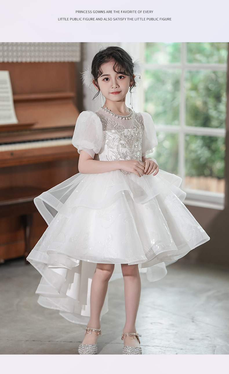 花童婚礼小女孩公主裙燕尾演出服夏2025新款小主持人女童高端礼服详情16
