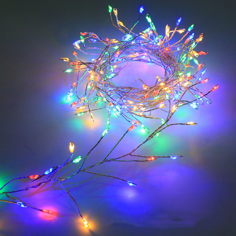 LED鞭炮灯银色铜线灯串公母接蜈蚣脚圣诞节日装饰灯防水可调光详情8