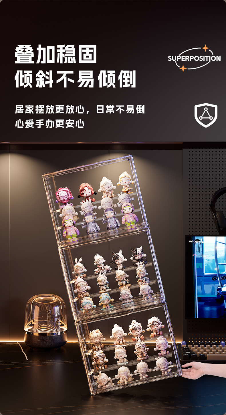 单体展示盒套装盲盒手办彩色收纳防尘展示手办透明防尘收纳盒严选详情7