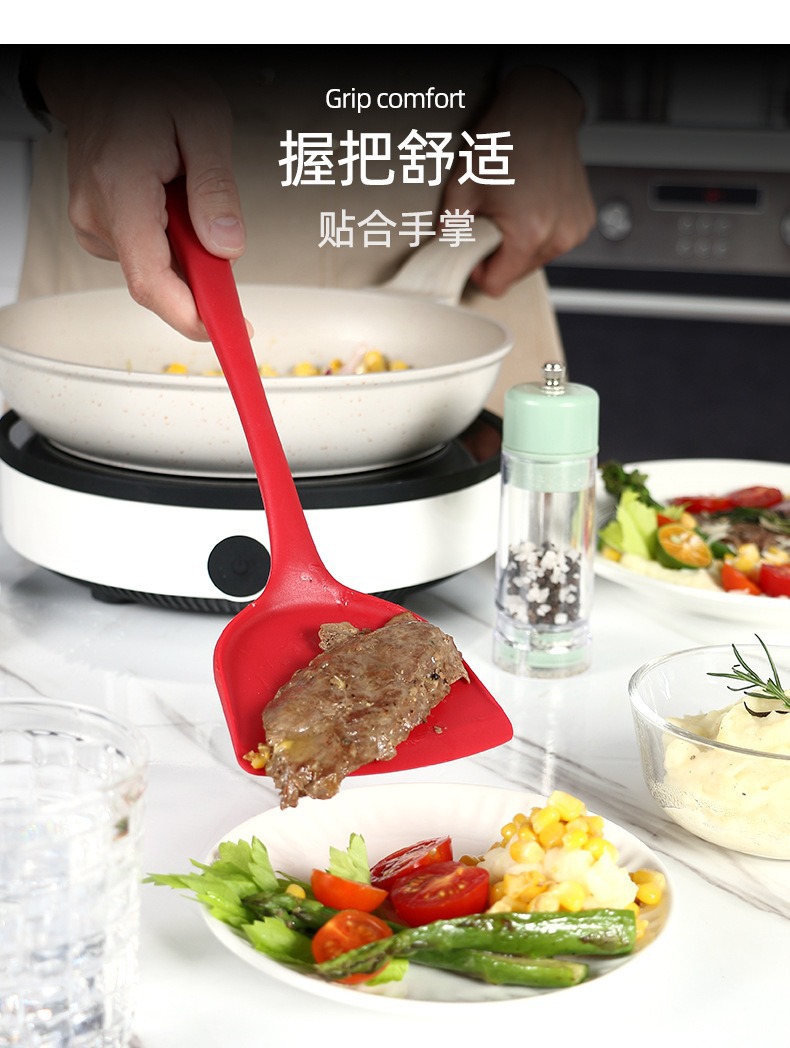 加厚硅胶锅铲厨房用品耐高温不粘锅炒菜铲子家用烹饪硅胶中华铲子详情7