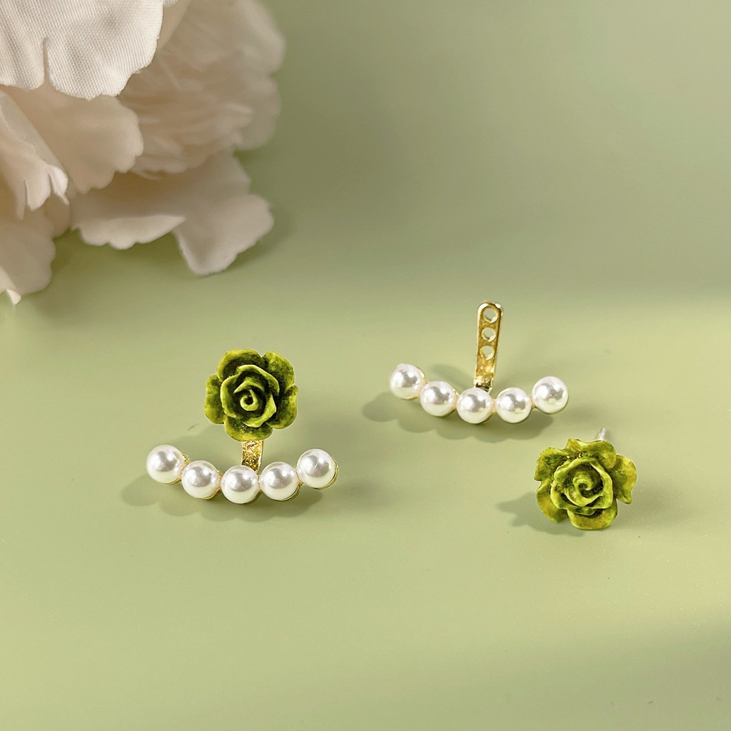 Forest-themed fresh and delicate ~925 silver needle, a pair of pearl flower stud earrings plated with 14K gentle earrings and earring accessories pic 7