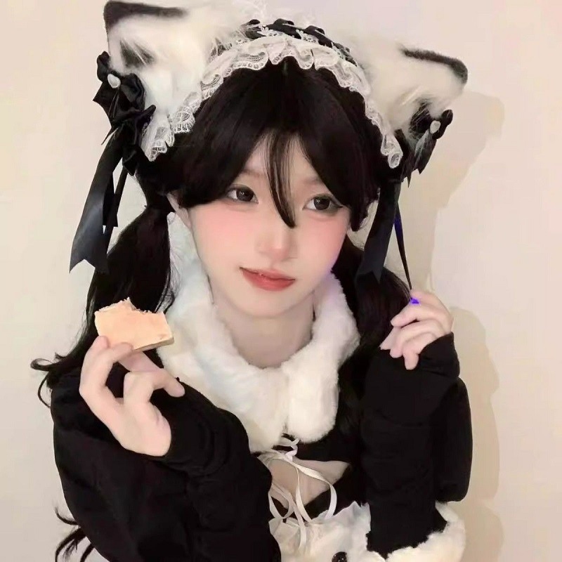 2D cat-ear hair band, Lolita headpiece, hair clip, cosplay comic exhibition Lolita hair band, maid beast ear hair accessory pic 6