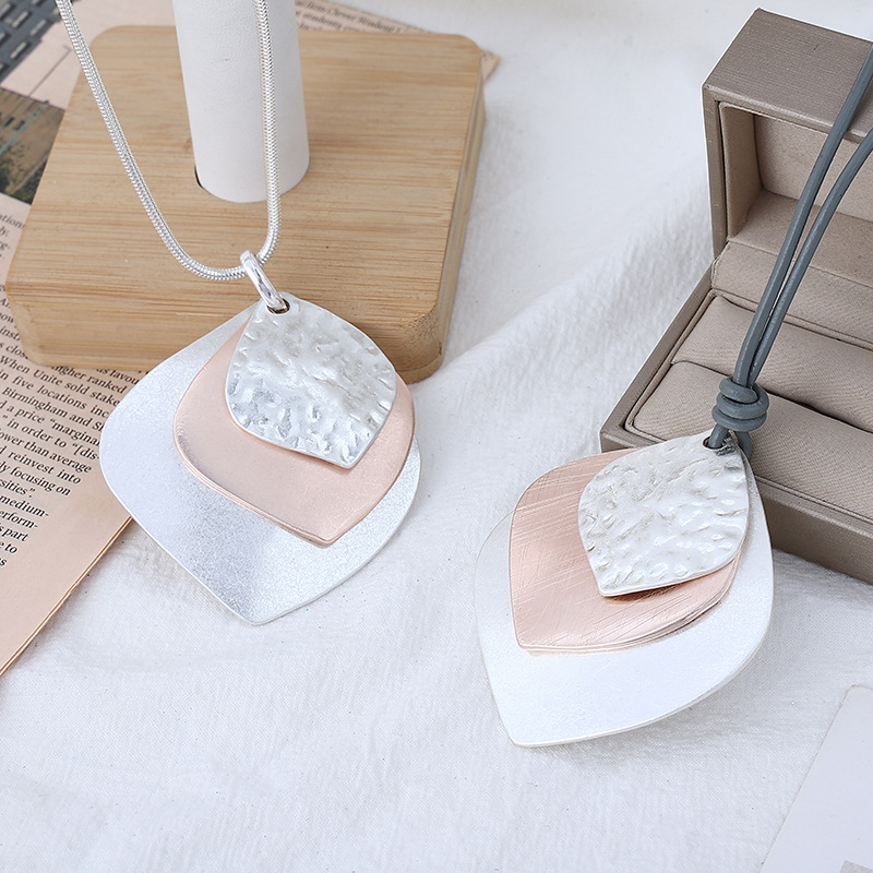 跨境饰品亚马逊爆款热卖项链欧美风时尚几何金属女混色长款毛衣链详情12