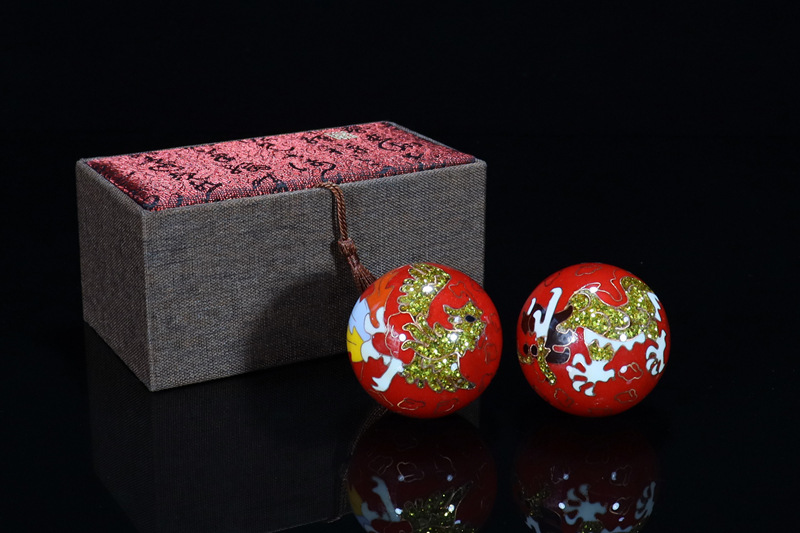 Premium gift box set of Beijing Cloisonne handball outer craft cultural gift Cloisonne low-temperature fitness ball pic 6