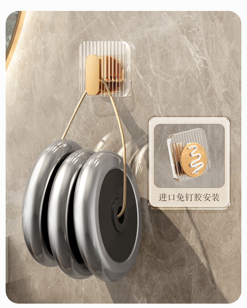 Light luxury, hole-free transparent hook, strong adhesive hanger, wall-mounted, bedroom door behind clothes, no trace hook pic 12