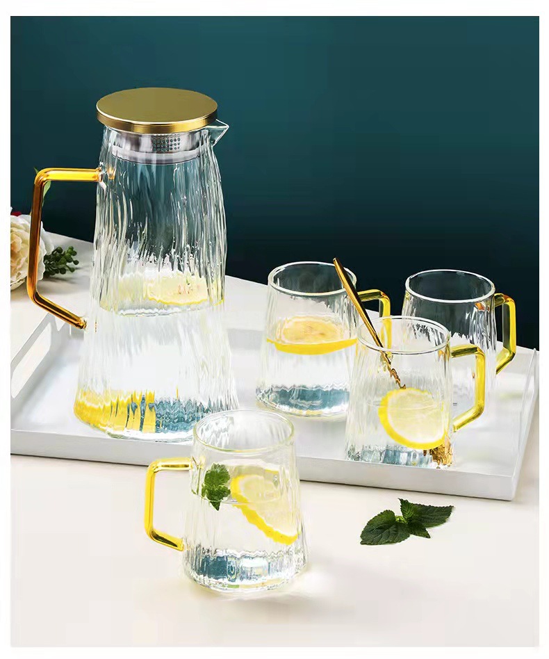 高硼硅玻璃冰川纹冷水壶大容量耐高温家用凉水壶果汁壶高级感套装详情9