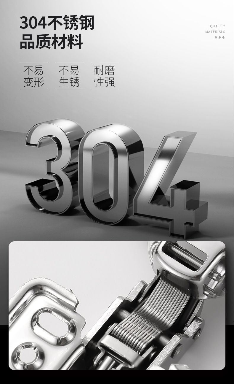 牛头款特厚3.0MM阻尼缓冲铰链加厚合页静音缓冲液压橱柜弹簧铰链详情4