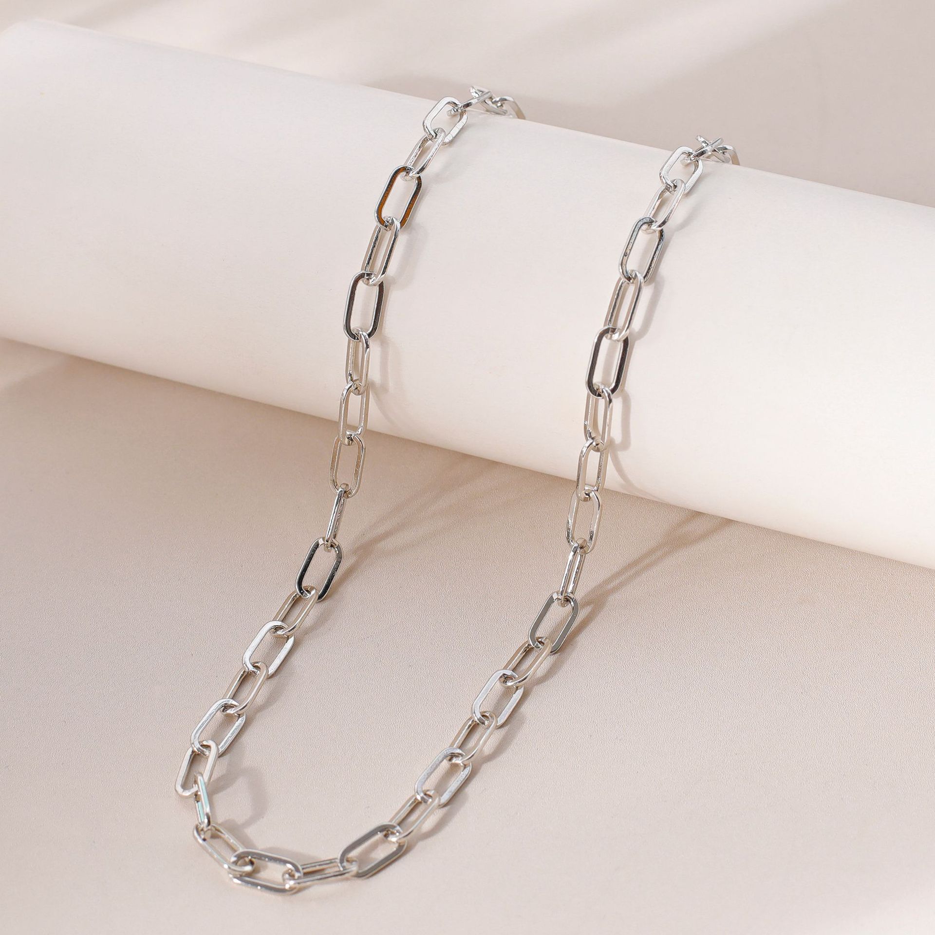 Hyacinth European and American fashion, simple and versatile pin chain necklace, ins minimalist style, copper plated 18K real gold chain, electrophoretic color preservation pic 6