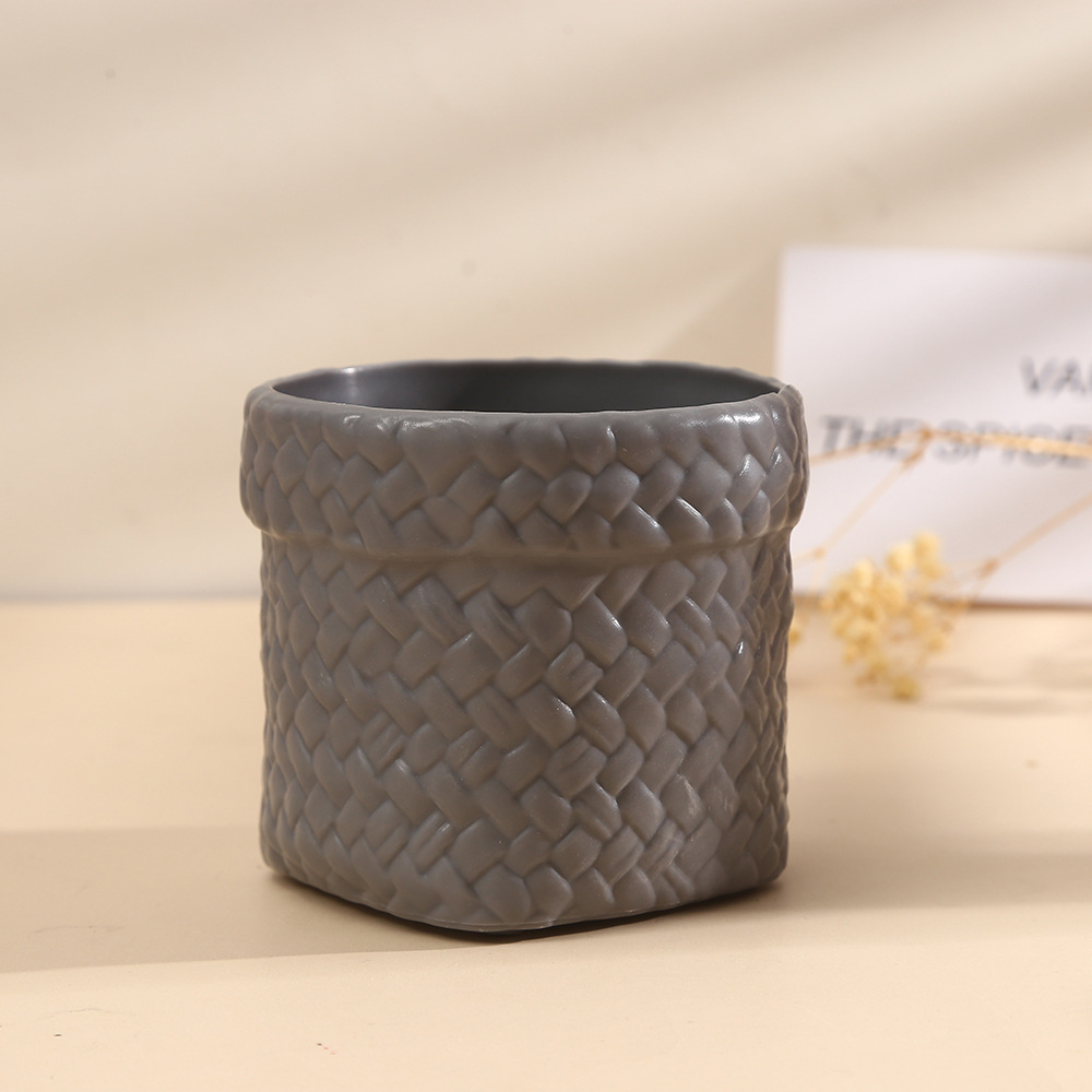 Nordic InS-style imitation rattan woven plastic flower POTS, durable garden decoration, green plant containers, succulent flower POTS, pothos POTS pic 2