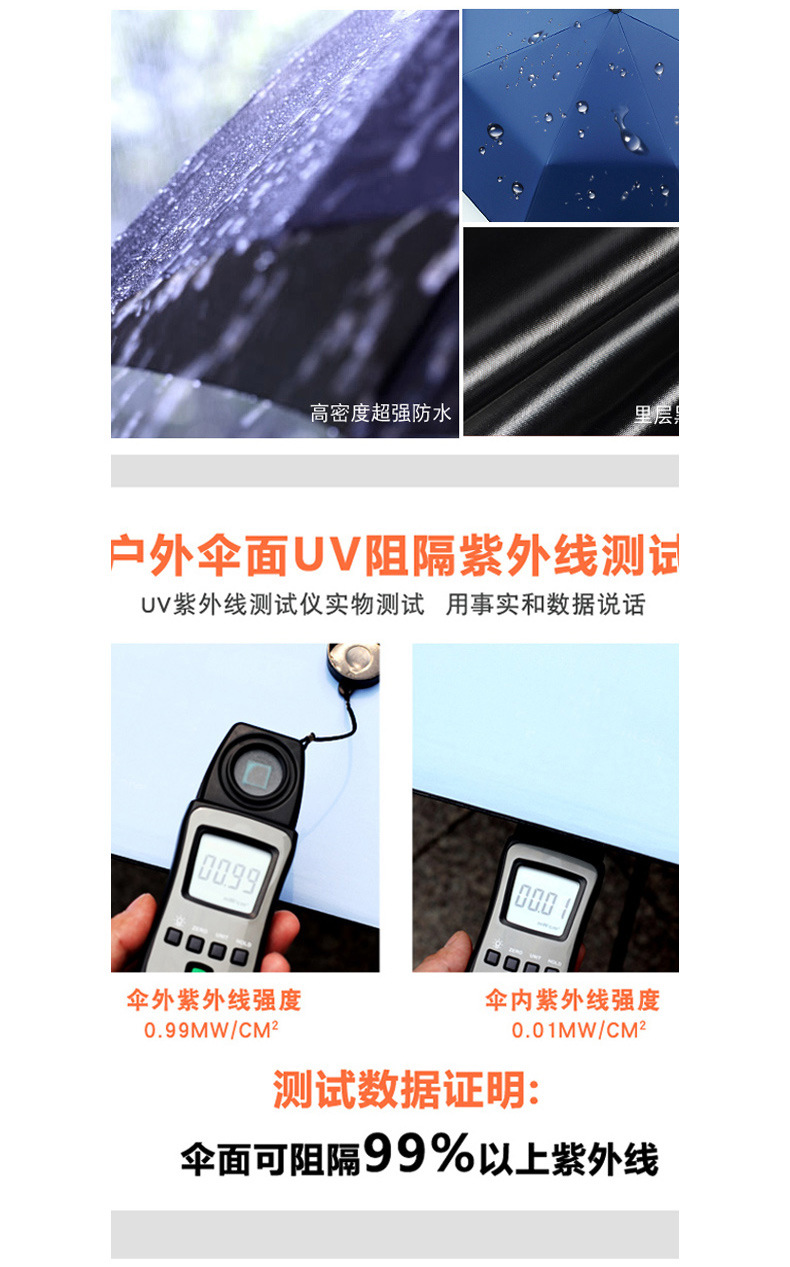 全自动UV黑胶遮阳伞便携三折伞晴雨两用防晒防紫外线折叠太阳伞详情4