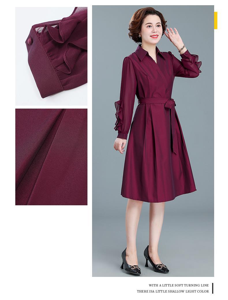 结婚宴礼服喜婆婆妈妈秋装连衣裙中年长裙中老年女春秋季裙子详情11