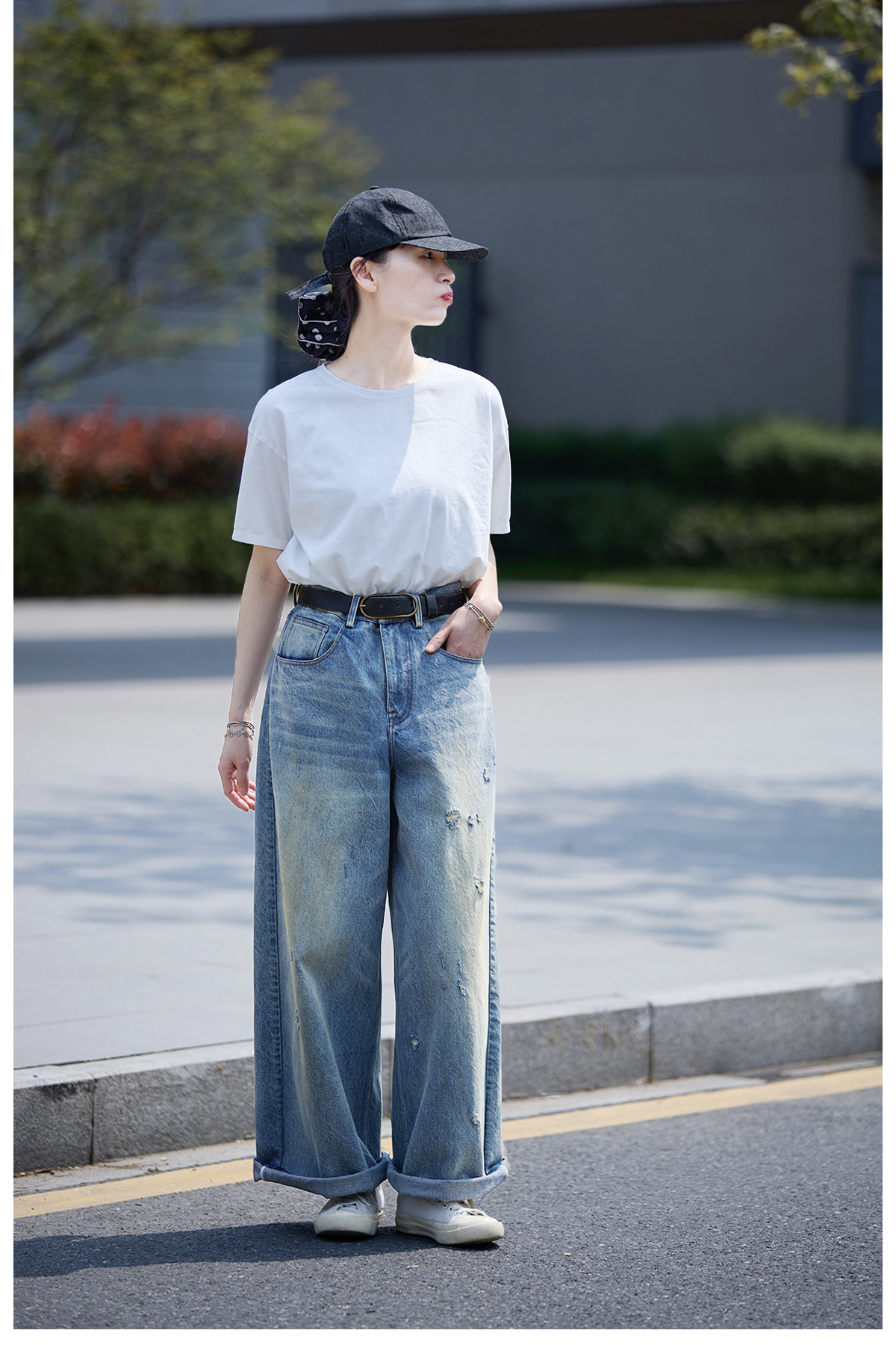 【 Random Thoughts 】 Summer Storm Ripped Heavy Washed jeans straight-leg pants for all four seasons pic 50