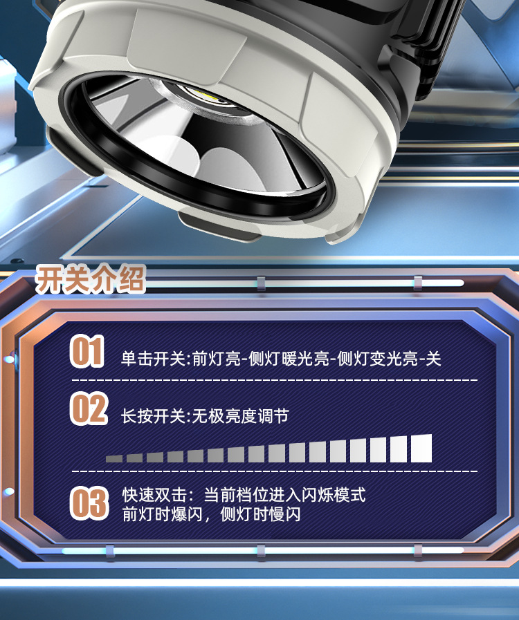 大功率便携式家用露营灯户外野营钓鱼手提露营灯多档手电筒批 发详情10