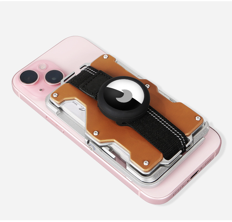 新款防盗刷卡盒MagSafe磁吸卡包多功能手机支架便携金属卡盒定制详情14