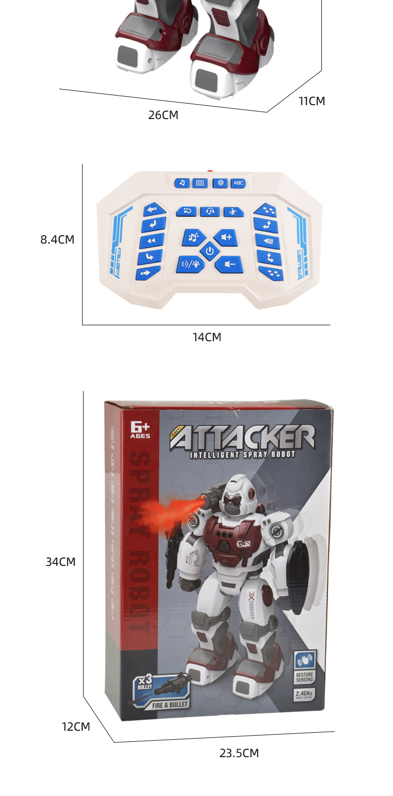 Remote-controlled programmed robot, missile shooting, spray sensing, gesture singing, dancing, storytelling, smart early education toy pic 16