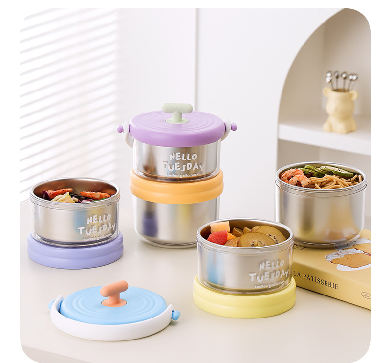 Wholesale of new 304 stainless steel lunch boxes with multi-layer compartments for students and office workers, portable and high-appearance-level lunch boxes pic 13