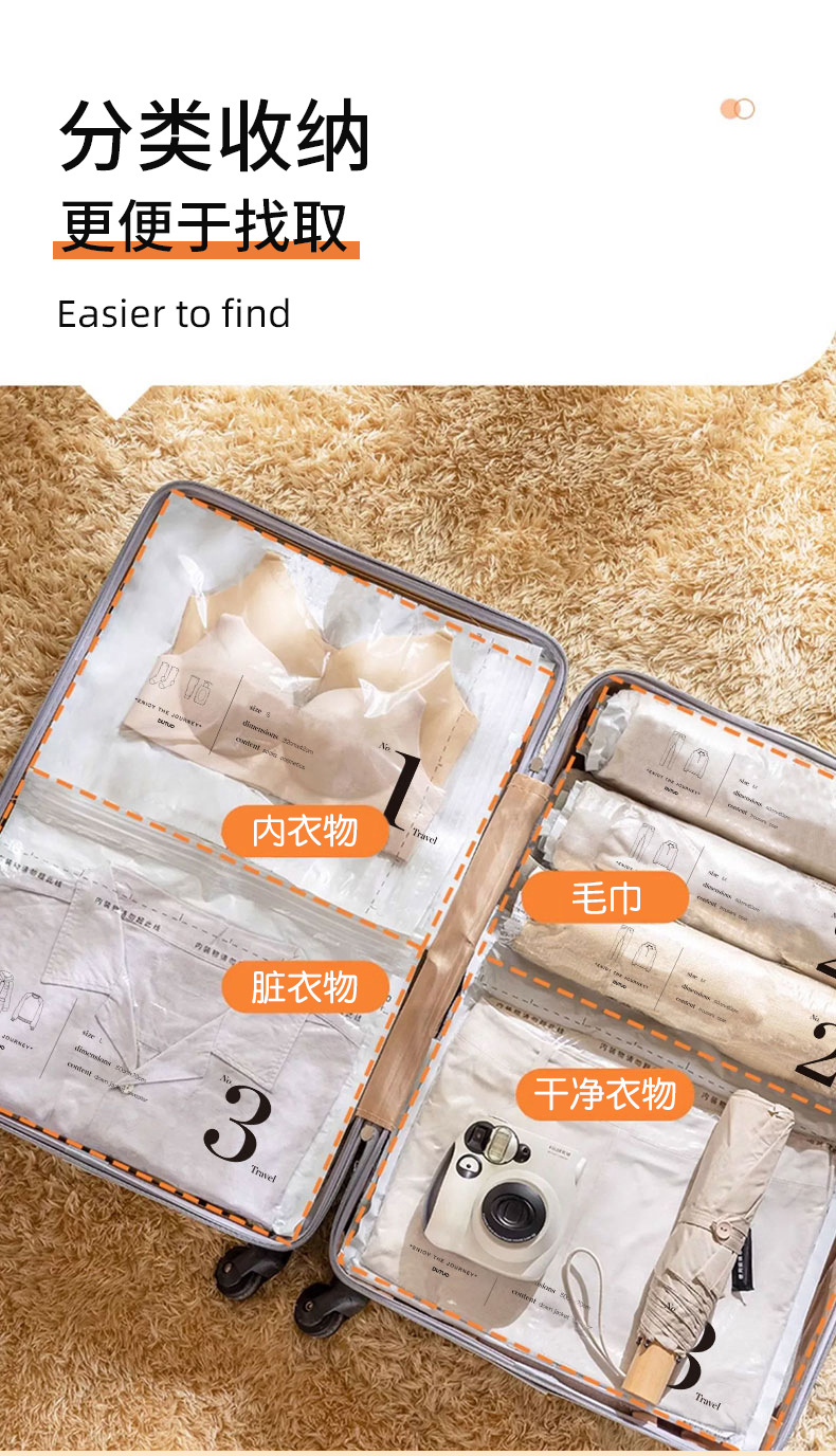 免抽气手卷真空压缩袋行李箱专用衣物旅行收纳羽绒服空气衣服袋子详情12