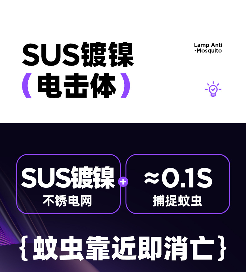 充电灭蚊灯户外露营小夜灯家用物理电击式捕蚊灯诱蚊器壁挂驱蚊器详情11