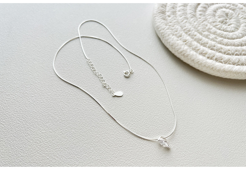 925纯银水滴锆石项链女韩国小众品牌SOUHAI宝石白银色锁骨链N0396详情10
