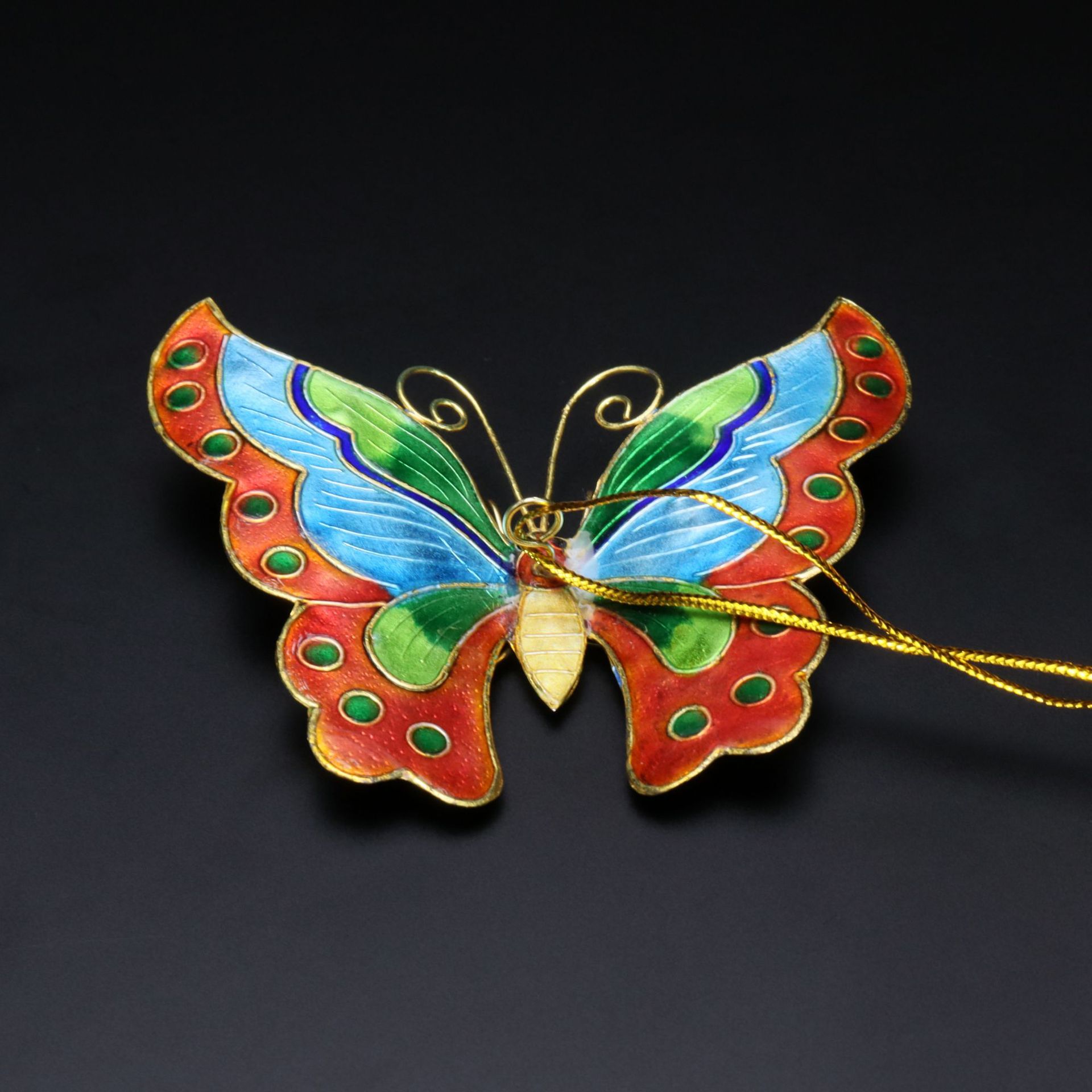 Beijing Cloisonne Christmas decorative pendant, craft cultural gift, mechanism enamel silver-blue flower butterfly pic 7