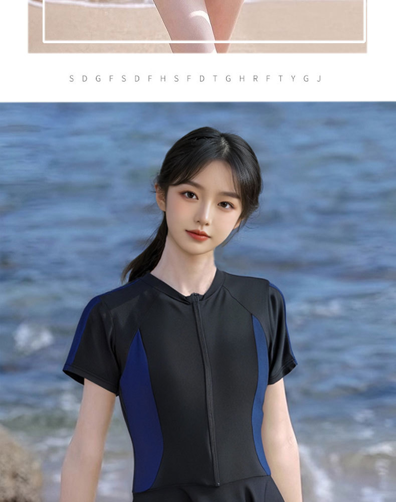连体泳衣女夏季裙式保守遮肚显瘦学生甜美小清新运动风泡温泉泳装详情14
