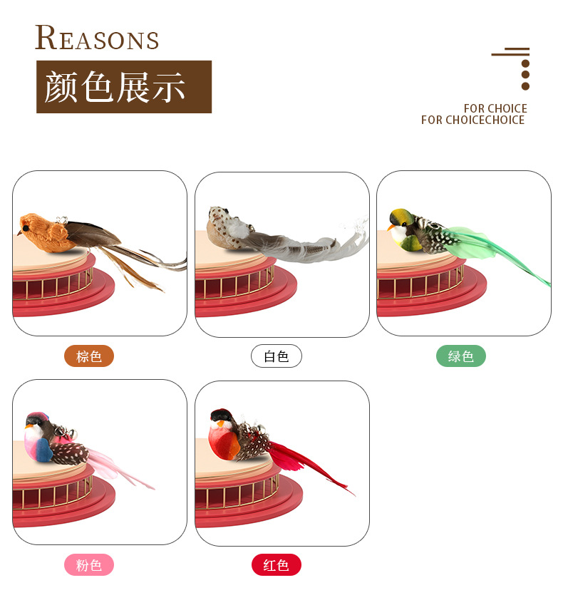 Z新款猫玩具羽毛逗猫棒飞鸟铃铛替换头解闷逗趣宠物用品厂家批发详情5