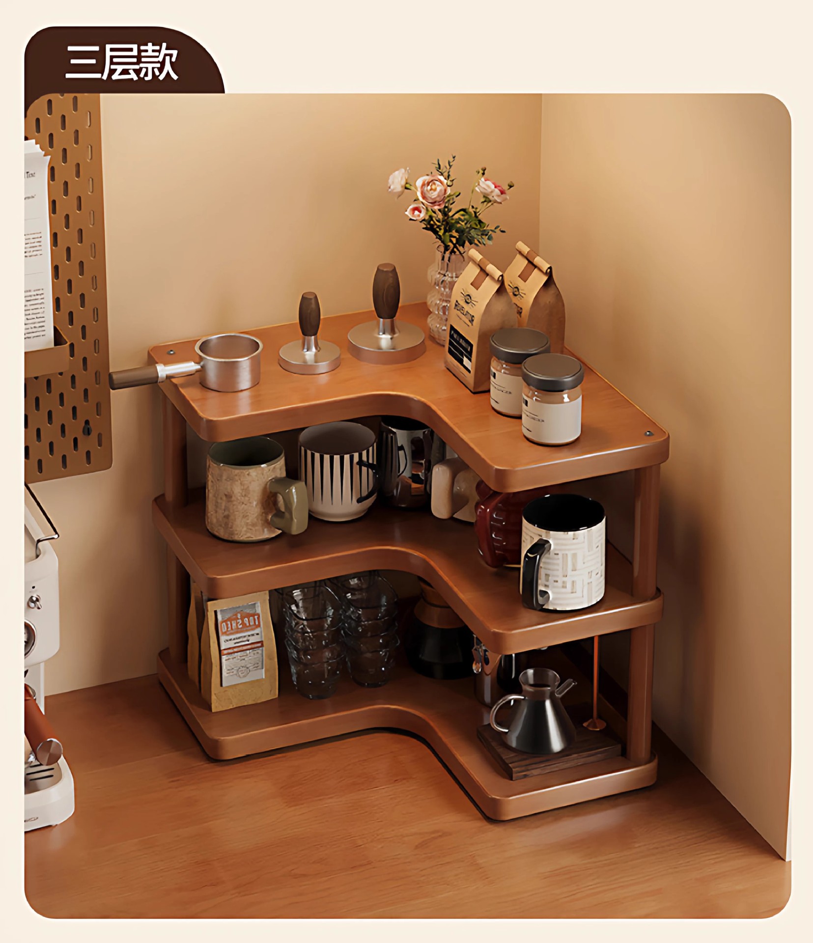 Desktop shelf, corner cup storage rack on the countertop, tea cup, coffee cup, water cup, tea set, small cup holder on the table pic 14