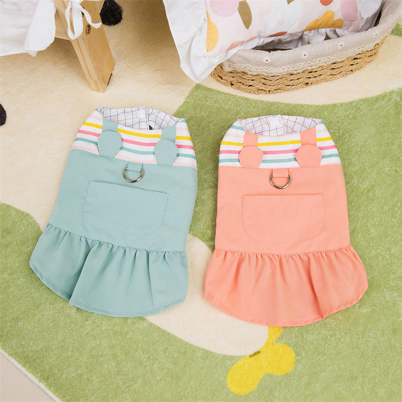 狗衣服春夏新款泰迪比熊贵宾夏季简洁方领兔子牵引裙宠物衣服批发详情10