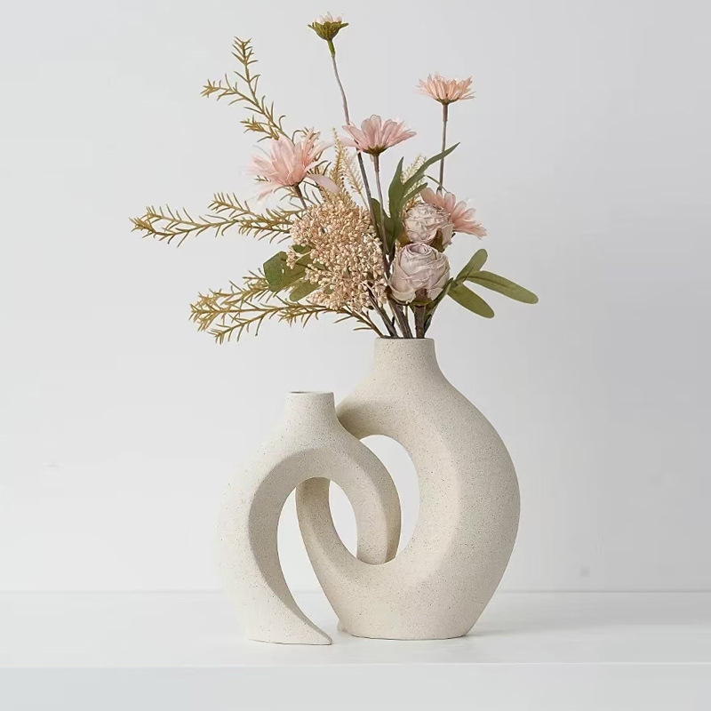 Nordic-style ceramic vases and flower arrangements, high-end and niche living room entrance hall home decoration vases and ceramic flower vases pic 11
