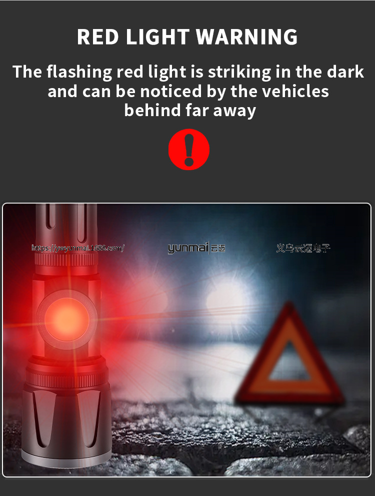 亚马逊新品LED白激光双面COB多色温手电筒带数字电量显示强光手握式照明工具详情13