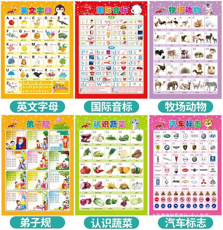 表100认识儿童早教百数启蒙到数字汉字拼音卡片无声挂画挂图宝宝1详情9