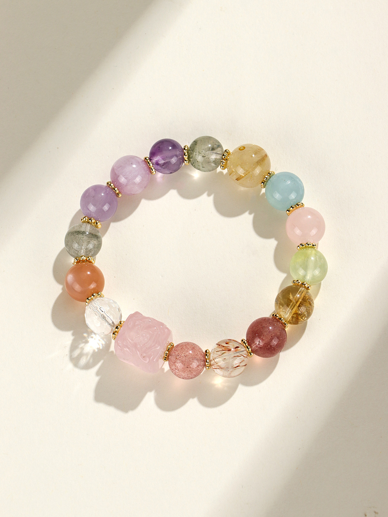 九尾狐方糖多宝紫水晶串珠手链女时尚高级感海蓝宝手串首饰批发详情36