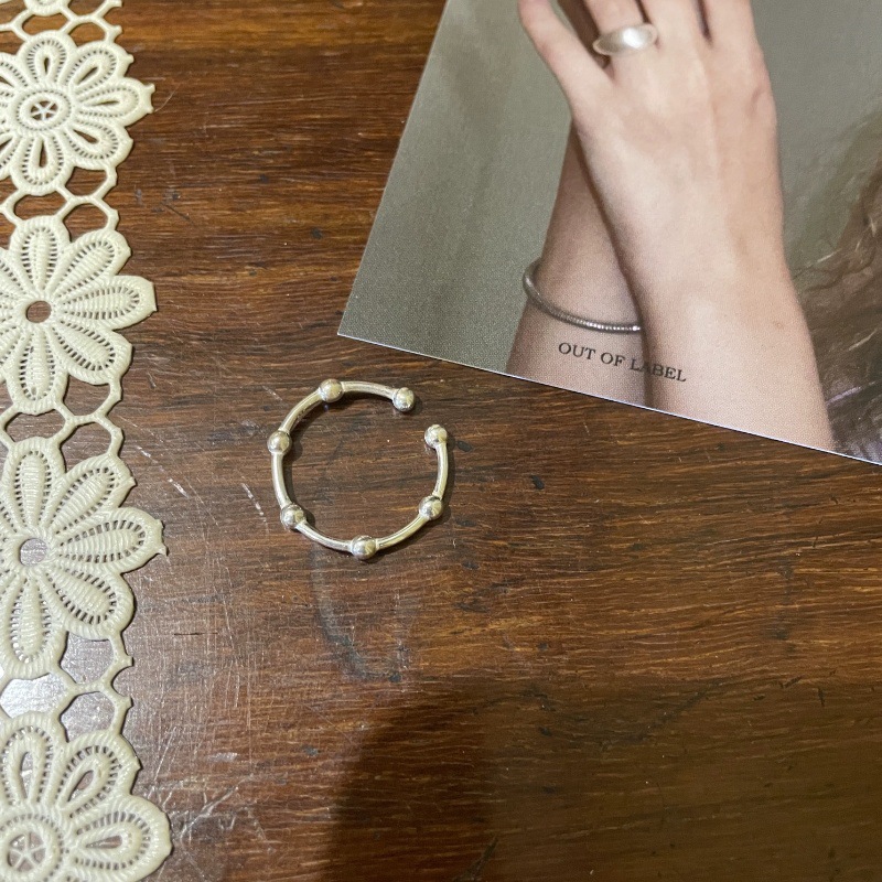 韩国博主happyrim同款蝴蝶结豆豆开口戒指精致简约叠戴可调节指环详情6