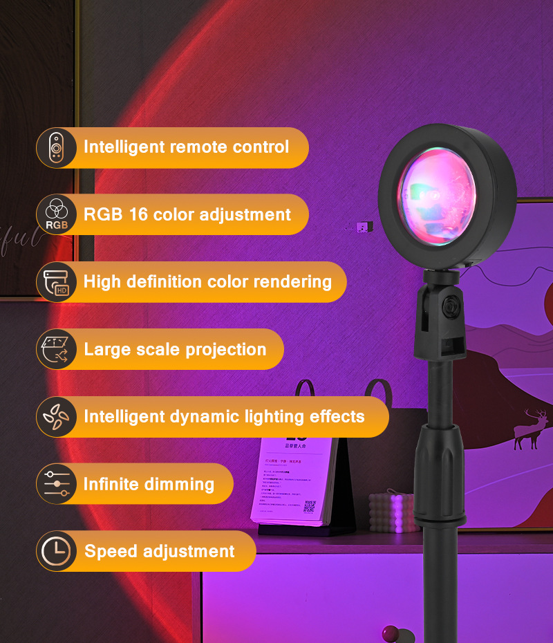 夕阳灯氛围灯可伸缩支架创意落日灯app遥控智能调光卧室小夜灯详情4