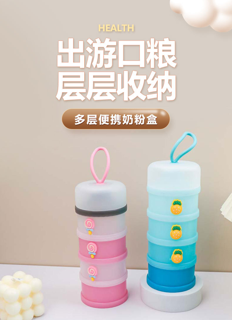 厂家直销婴儿分格奶粉盒外出辅食宝宝分装米粉盒密封储存盒食品级详情2