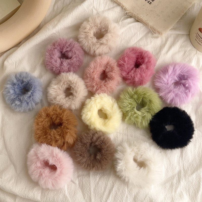 Dopamine wool hair bands for autumn and winter, towel bands, simple hair ties, leather bands and hair accessories wholesale pic 3