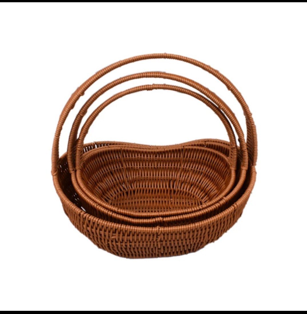 87N铁架提篮仿藤编织篮工艺品花篮购物篮买菜篮收纳筐婚礼礼品篮详情3