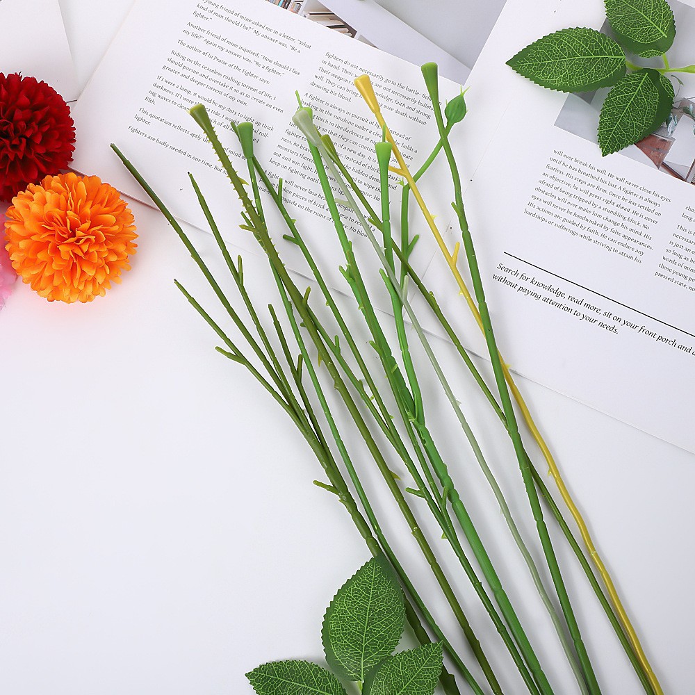 仿真花塑料玫瑰花枝配件假花干花制作花杆园艺装饰材料办公文化用品详情2