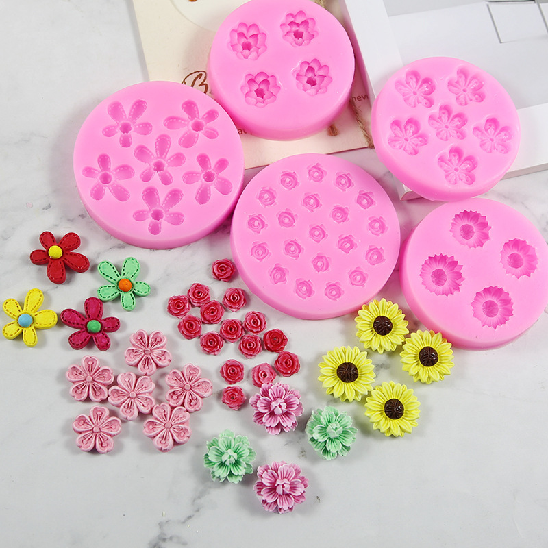 A variety of small flower, cherry blossom, peach blossom and rose molds, silicone molds, chocolate gypsum epoxy resin car scented candle molds pic 10