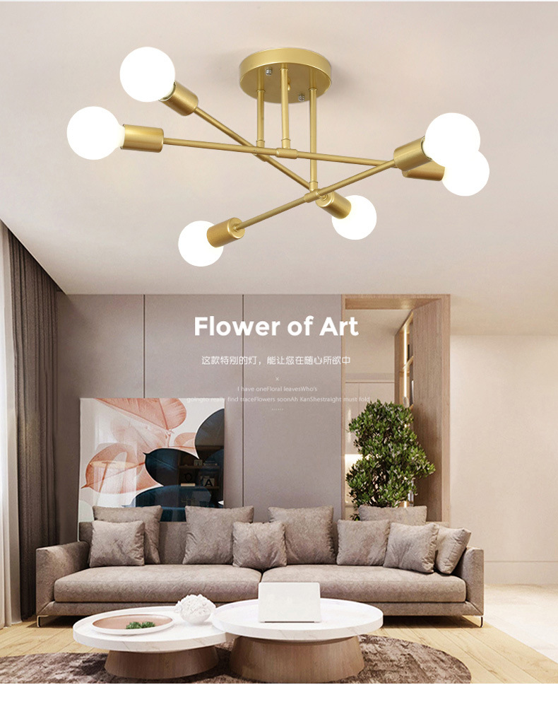 Cross-border Nordic living room lighting, dining room lighting, bedroom home decoration lighting, LED ceiling lighting, American black chandelier pic 1