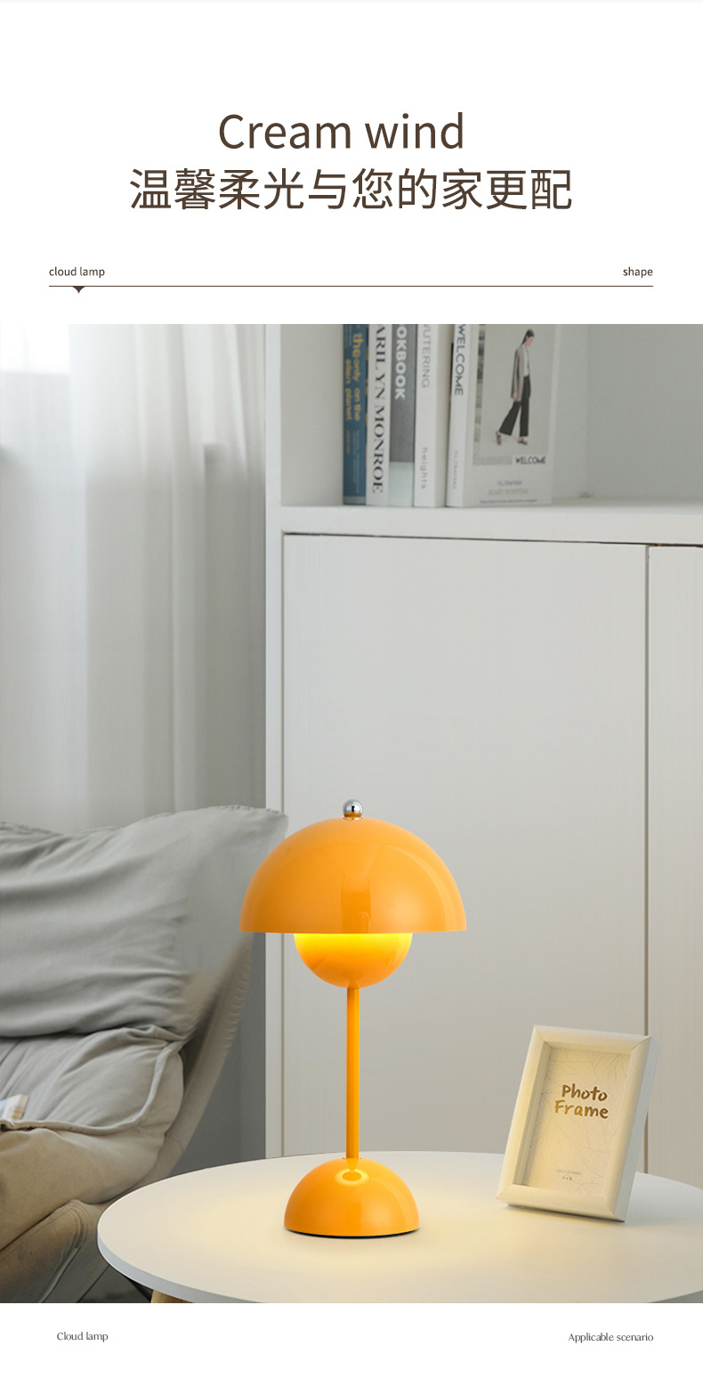 Transfronterizo de comercio electrónico recargable usb pequeña luz de noche nordic bráctea lámpara de mesa dormitorio lámpara de cabecera touch eye care lámpara de mesa de aprendizaje pic 7