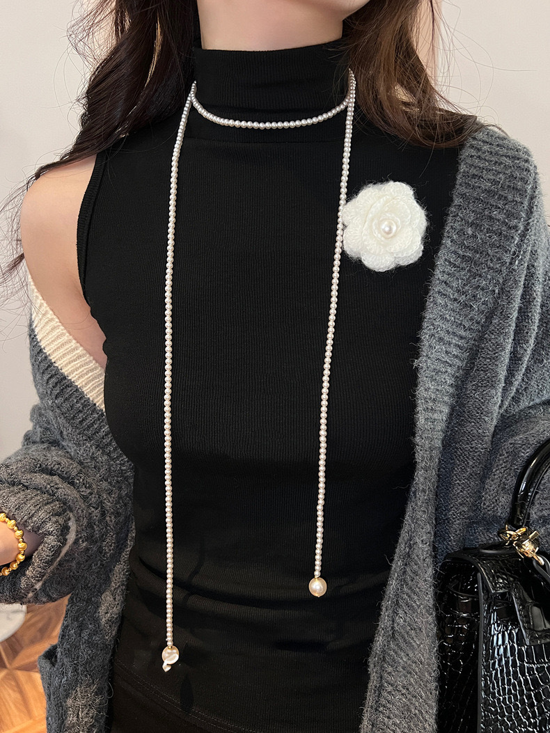 法式施家珍珠项链串珠配饰女轻奢小众复古百搭毛衣链高级感长款详情2