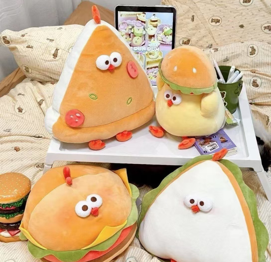 Fun hamburger chicken, stuffed pillow, sandwich chicken doll, funny plush toy, home sofa, personalized decoration pic 3